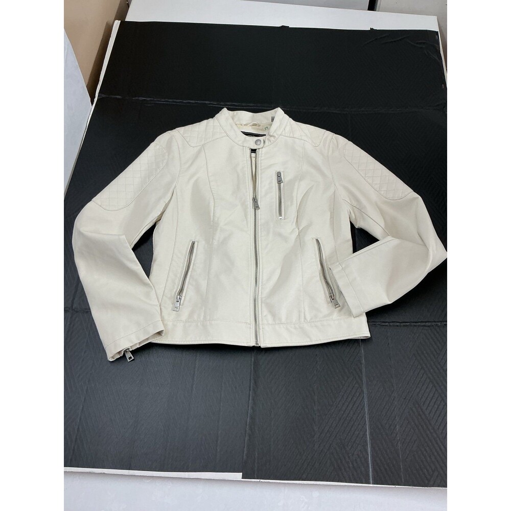 Levi’s White Quilted Faux Leather Motorcycle Jacket